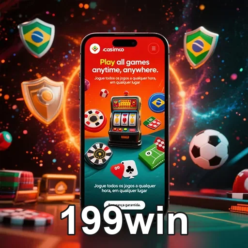 Imagem promocional do app 199win no site 199win, destacando recursos e interface do aplicativo de apostas.